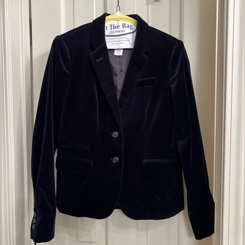Jcrew navy blue velvet schoolboy blazer